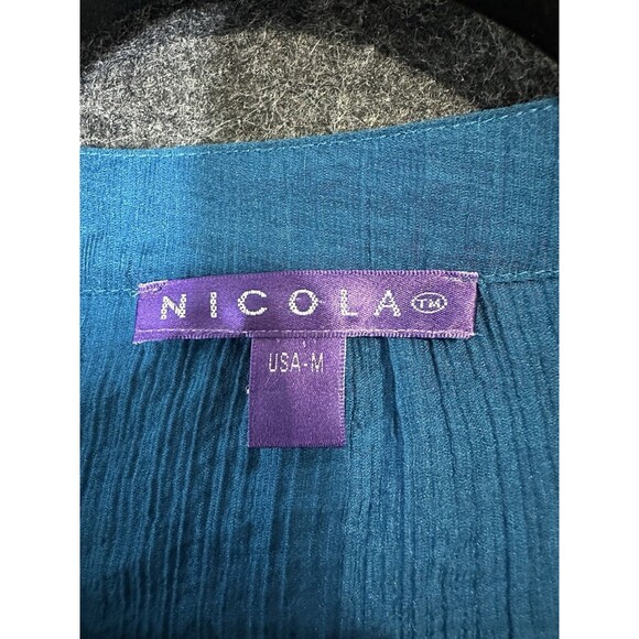 NICOLA Teal Embellished Top with Tie Waist - Size Medium - Picture 5 of 5